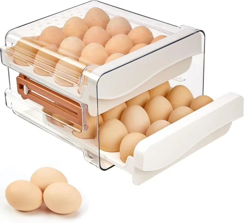 Recipiente de almacenamiento de huevos para refrigerador,Soporte para 32 huevos para refrigerador,Organizador de huevos de gran capacidad para