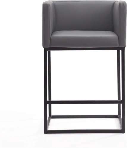 Miniatura 4 de Manhattan Comfort Embassy - Taburete de bar de metal gris y negro de 34 pulgadas