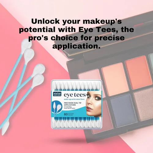 Miniatura 5 de Fran Wilson EYE TEES - Puntas de algodón de 80 unidades (paquete de 2) – Aplicador de maquillaje de precisión, hisopos de doble cara con extremos