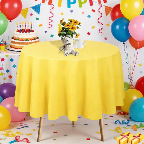 Miniatura 36 de DUOBAO Mantel Redondo Amarillo de 60 Pulgadas Mantel de Mesa con Lentejuelas Decoración de Cumpleaños Manteles con Lentejuelas Manteles de Mesa