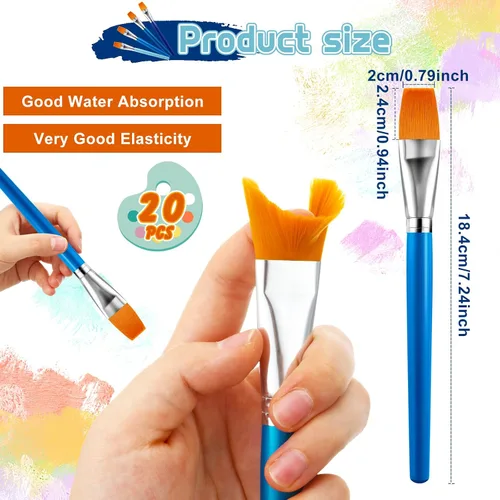 Miniatura 2 de Honoson Pinceles de pintura para pintura acrílica, pinceles grandes a granel con mango de madera para acrílico, acuarela, óleo, manualidades, arte