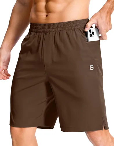 Miniatura 88 de GGJ Pantalones cortos deportivos ligeros para hombre con 2 bolsillos con cremallera de 7/5/9 pulgadas, pantalones cortos de tenis de secado rápido