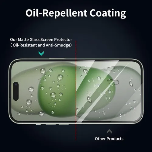 Miniatura 7 de Paquete de 2+2 protectores de pantalla de vidrio mate de privacidad y protector de lente de cámara para iPhone 15, película de vidrio templado mate