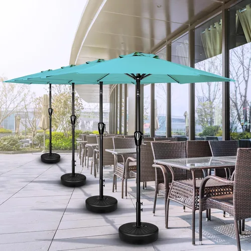 Miniatura 5 de Simple Deluxe - Paraguas de 9 pies para patio al aire libre, mesa de mercado, para jardín con botón de inclinación y manivela Turquesa