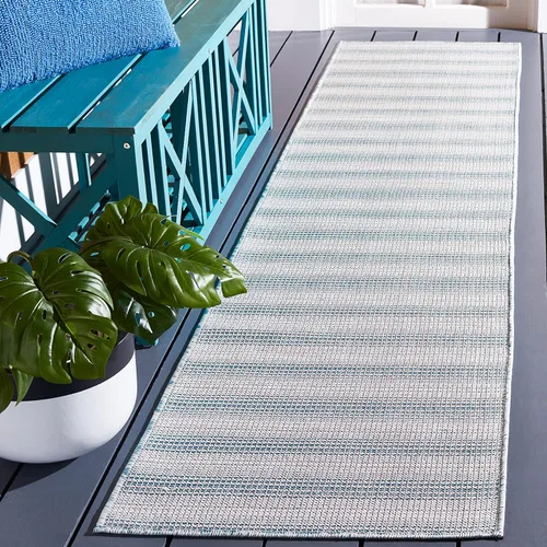 Miniatura 26 de SAFAVIEH Hampton Collection - Alfombra lavable para exteriores de 2 x 9 pies, color marfil y gris, no desprende pelusa y fácil de limpiar, ideal