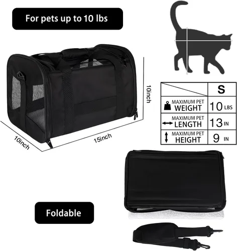 Miniatura 2 de Estuche de transporte para gatos, aprobado por aerolíneas, portátil y transpirable, transportador de viaje para mascotas, almohadilla de forro polar