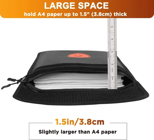 Miniatura 4 de Bolsa de documentos ignífuga – Bolsa de dinero impermeable ignífuga con cremallera para efectivo/documentos importantes/objetos de valor