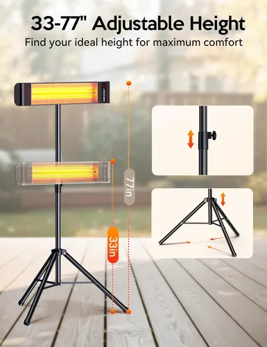 Miniatura 7 de VAGKRI Calentadores para exteriores, calentador eléctrico infrarrojo para patio con control remoto y temporizador de 12 horas, impermeable IP65, 3