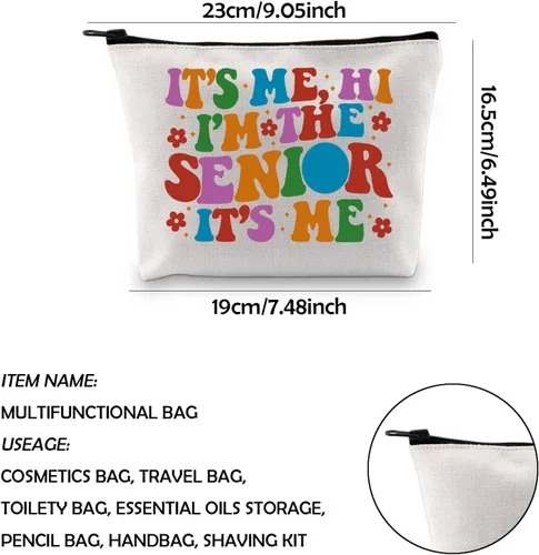 Miniatura 2 de WCGXKO Senior Class Of 2025 Gift It's Me Hi I'm The Senior It's Me - Bolsa de maquillaje con cremallera, EL MAYOR, Cremallera