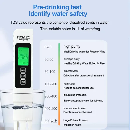 Miniatura 7 de Kits de prueba de agua multifuncionales 3 en 1 para agua potable y piscina - TDS digital preciso, temperatura, medidor EC medidor de agua
