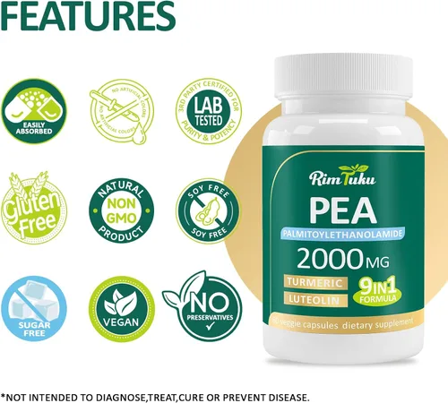 Miniatura 4 de Palmitoiletanolamida liposomal 2000 mg + luteolina 200 mg + cúrcuma 200 mg y fisetina 100 mg, guisante micronizado 99% altamente purificado