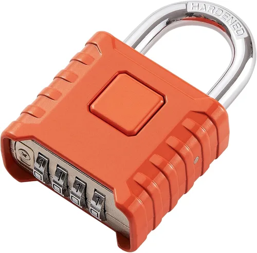 Miniatura 8 de 1 cerradura de combinación de 4 dígitos resistente, desbloqueo con un toque, función antierror, candado grande impermeable de alta seguridad