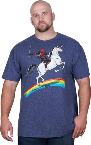 Miniatura 3 de Marvel Camiseta Deadpool Riding A Unicorn On A Rainbow Brezo Azul Marino