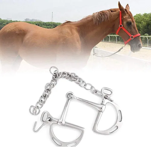 Miniatura 5 de Jointed Uxeter Kimberwicke Bit - Rodillo de boca para masticar caballos de acero inoxidable (longitud de la boca del caballo, 4.921 in)