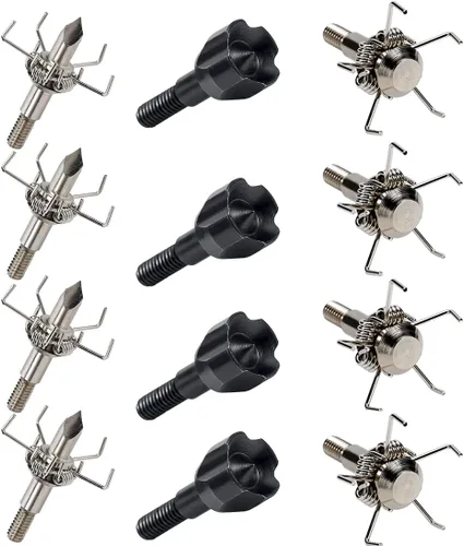 Miniatura 11 de 100/125 Grain Small Game Broadheads 12PK Judo Points Small Game Arrow Tips Screw-in Arrowheads Negro 125 Grano