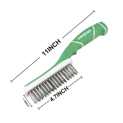 Miniatura 3 de 2 cepillos de alambre de cerdas de acero inoxidable para limpiar el óxido, limpiador de arañazos de metal resistente para quitar pintura, soldadura