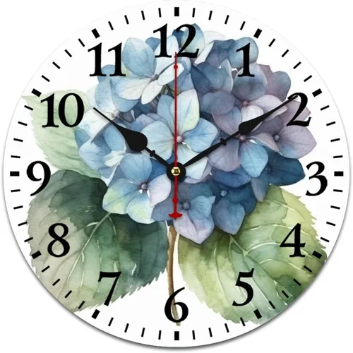 Miniatura 13 de Reloj de pared de madera de 10 pulgadas, acuarela, rústico, eucalipto, reloj de pared de madera rústica, cuarzo, sin tictac, número arábigo, hoja
