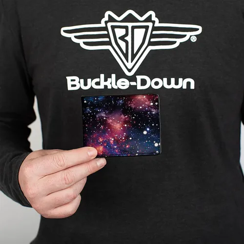 Miniatura 3 de Buckle-Down Billetera plegable de PU para hombre, collage de polvo, multicolor, 4.0" x 3.5", Varios