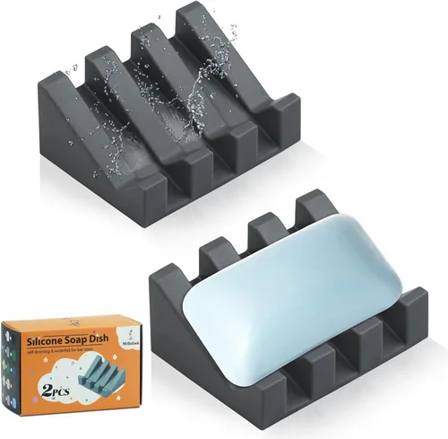 Miniatura 10 de Jabonera de silicona para jabón en barra, soporte para jabón para ducha y baño, bandeja autodrenante en cascada para secado, mantiene las pastillas