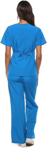Miniatura 9 de Conjuntos de ropa quirúrgica para mujer, uniforme de enfermera, camiseta y pantalón deportivo, ropa de trabajo, elástico, de manga corta, cuello