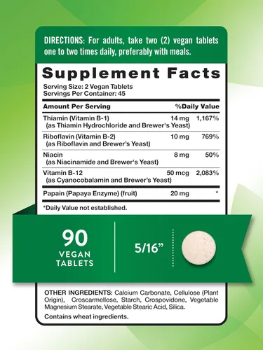 Miniatura 2 de Nature's Truth Complejo de vitamina B para mujeres y hombres Plus B12 90 tabletas Alta potencia Suplemento vegano y sin OMG