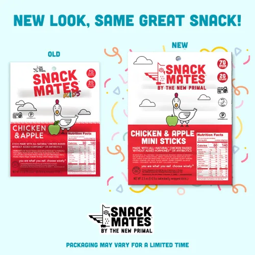 Miniatura 8 de The New Primal Snack Mates Chicken & Apple Sticks, bocadillos saludables sin gluten para niños, bocadillos bajos en azúcar y altos en proteínas