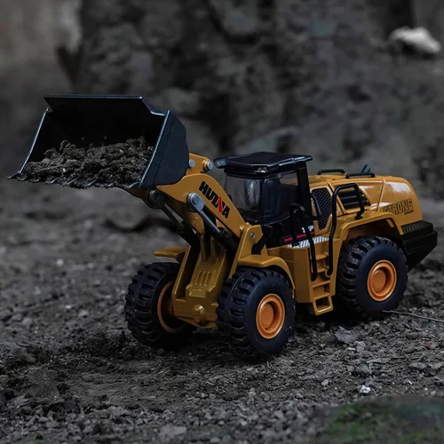 Miniatura 5 de Gemini&Genius Cargador de ruedas de alta resistencia, juguetes para vehículos de construcción a escala 1:60, niveladora fundida a presión, pala