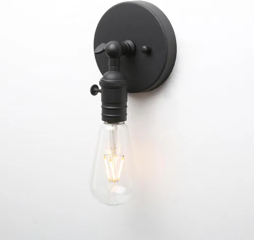 Miniatura 9 de Pathson Lámpara de pared vintage, aplique de 1 luz con diseño de moldura de candelabro, lámpara de pared industrial, tapa base de metal giratoria