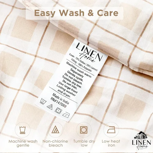 Miniatura 5 de Linen Home Juego de edredón de percal tamaño King impreso, relleno de edredón alternativo de plumón de lyocell lavado para todas las estaciones