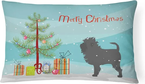 Tesoros de la Caroline bb2966pw1216 Affenpinscher Feliz árbol de Navidad tela almohada decorativa, 12" x 16," Multicolor