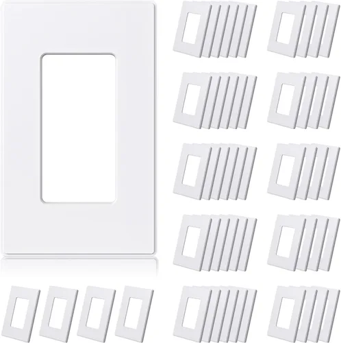 Miniatura 26 de ELEGRP Placas de pared decorativas sin tornillos de 1 gang, tamaño estándar, cubierta de placa frontal termoplástica irrompible para interruptor
