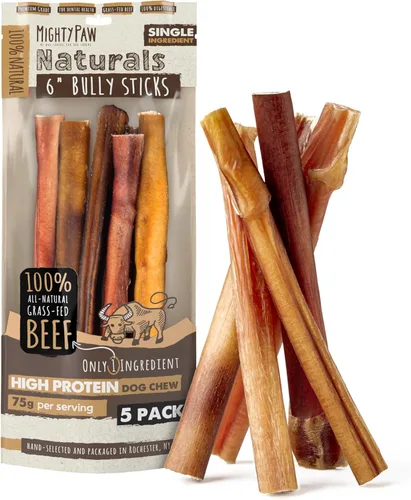 Miniatura 10 de Mighty Paw Palitos de goma de 12" de larga duración para perros - Masticables 100% naturales de carne de res alimentada con pasto. Palitos de goma