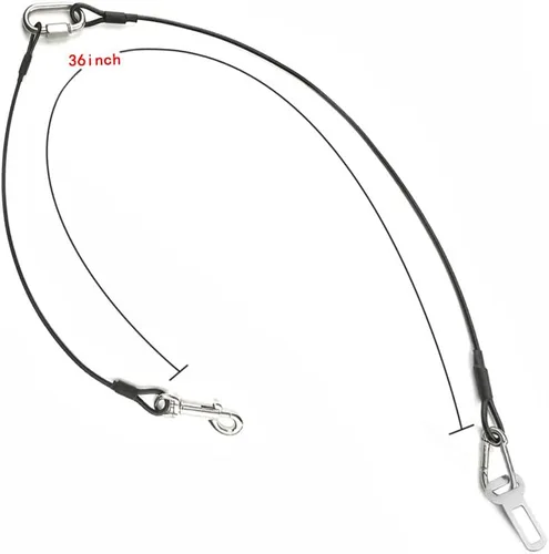 Miniatura 4 de Sonku - Paquete de 2 cinturones de seguridad de automóvil para perros, correas de seguridad de cable de acero a prueba para perros pequeños