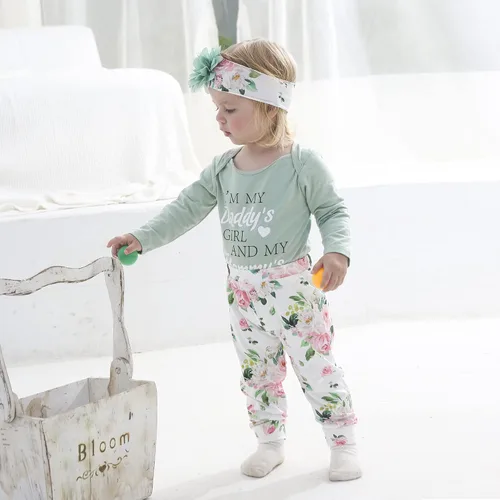 Miniatura 2 de Renotemy Conjunto de ropa para bebé recién nacido, mameluco con volantes y pantalones florales lindos para niñas pequeñas
