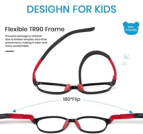 Miniatura 4 de Cyxus Gafas de bloqueo de luz azul para niños, juego de computadora, bisagras de resorte, anteojos para niños y niñas de 6 a 15 años