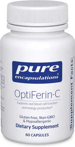 Pure Encapsulations OptiFerin-C - para glóbulos rojos y energía - Apoyo a la absorción de hierro - Suplemento energético* - Enriquecido con vitamina