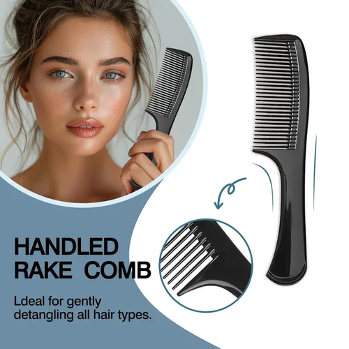 Miniatura 2 de Juego de 3 peines de dientes anchos, peine desenredante y peinado, con agarre ergonómico para cabello medio y grueso, estilo salón, para hombres