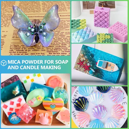 Miniatura 5 de CHANGTIKEJI Polvo de Mica, 24 Colores - 10g/Botella de Polvo de Pigmento Natural para Resina Epoxy, Fabricación de Jabón, Velas, Brillo de Labios