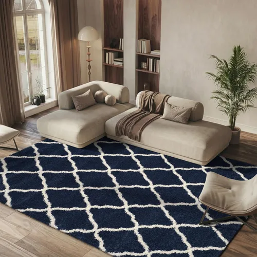 Miniatura 27 de SAFAVIEH Hudson Shag Collection - Alfombra extragrande de 11 x 15 pies, diseño de enrejado, no desprende pelusa y de fácil cuidado, 2 pulgadas