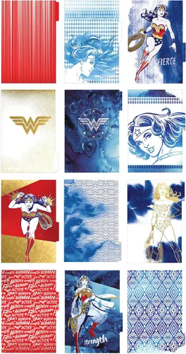 Miniatura 2 de Paper House Productions DC Comics Wonder Woman - Agenda de 12 meses sin fecha de 7.5 pulgadas con calcomanías de bandera de mes y evento, logotipo