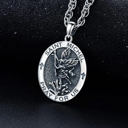 Miniatura 72 de CEKAMA - Collar de plata de ley 925 con dije de amuleto para hombres y mujeres, con cadena de 0.098 in, 22 pulgadas + 2 pulgadas