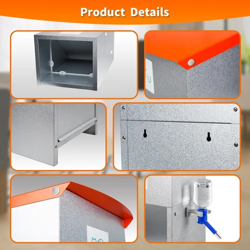 Miniatura 3 de Comedero automático para perros alimentado por gravedad con cuenco de agua, estación de alimentos de acero galvanizado para interiores y exteriores
