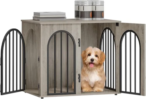 Hzuaneri - Muebles de madera para perros de 26.8 pulgadas, jaula de interior para perros pequeños, jaulas resistentes decorativas para mascotas,