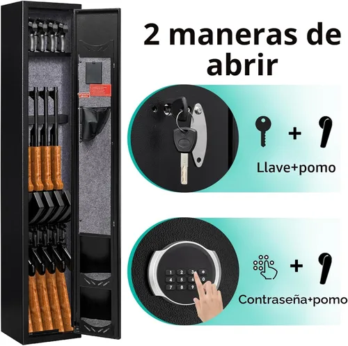Miniatura 4 de KAER Caja fuerte para armas 2-3, caja fuerte para rifles y pistolas, gabinete de armas para escopetas, gabinete largo para escopetas con estante