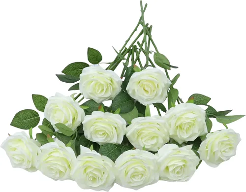 Miniatura 49 de LVEFIT 12 rosas artificiales de seda de color naranja quemado, ramo de rosas de seda de tallo largo para bodas, despedidas de soltera, fiestas