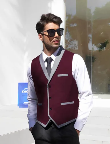 Miniatura 7 de COOFANDY Chaleco de traje para hombre, ajustado, formal, de negocios, chaleco casual para boda