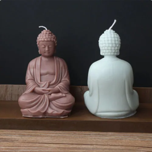 Miniatura 2 de Molde de silicona para velas de Buda de gran tamaño, para hacer velas artesanales, moldes de resina decorada, estatua de cemento de yeso, moldes