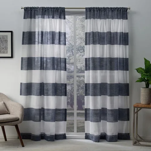 Miniatura 10 de EXCLUSIVE HOME Darma - Par de paneles de cortinas de lino transparente con bolsillo para barra, 50 x 84 pulgadas, color negro perla