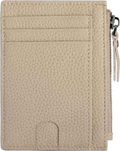 Miniatura 21 de Cartera delgada para mujeres de piel pequeña con bloqueo RFID, tarjetero minimalista con bolsas para monedas y fundas, Negro, Moderno