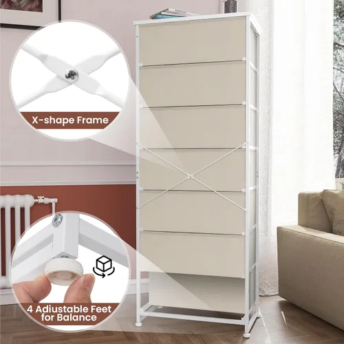 Miniatura 5 de Crestlive Products Cajonera alta, torre de almacenamiento de 7 cajones de tela, cómodas - Unidad organizadora vertical para dormitorio, pasillo